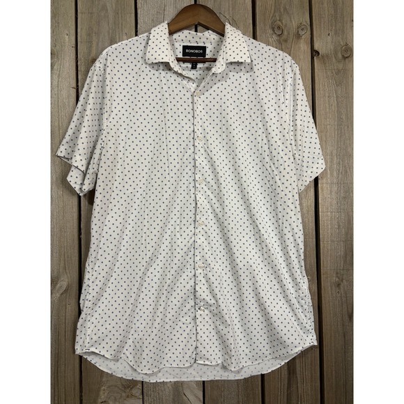 Blue Saks Fifth Avenue Other - Bonobos Short Sleeve Button Down Shirt XL Long White Blue Floral Standard Fit